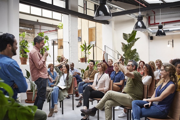 Group of people at a business conference.