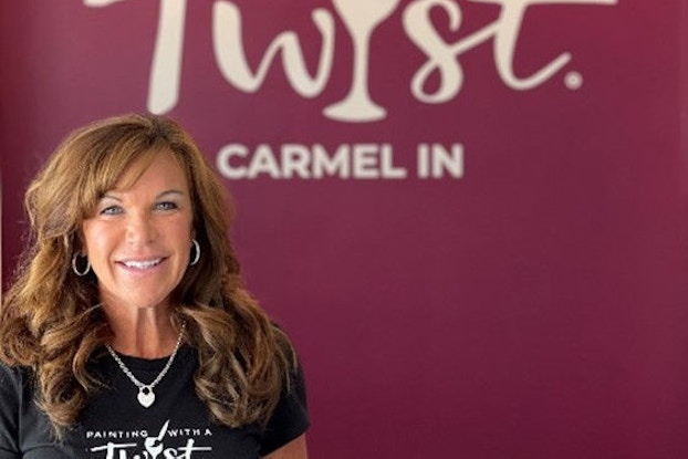 Kerry Sawyer, Owner of a Branded Twist franchise, is pictured in her studio in Carmel, Indiana.